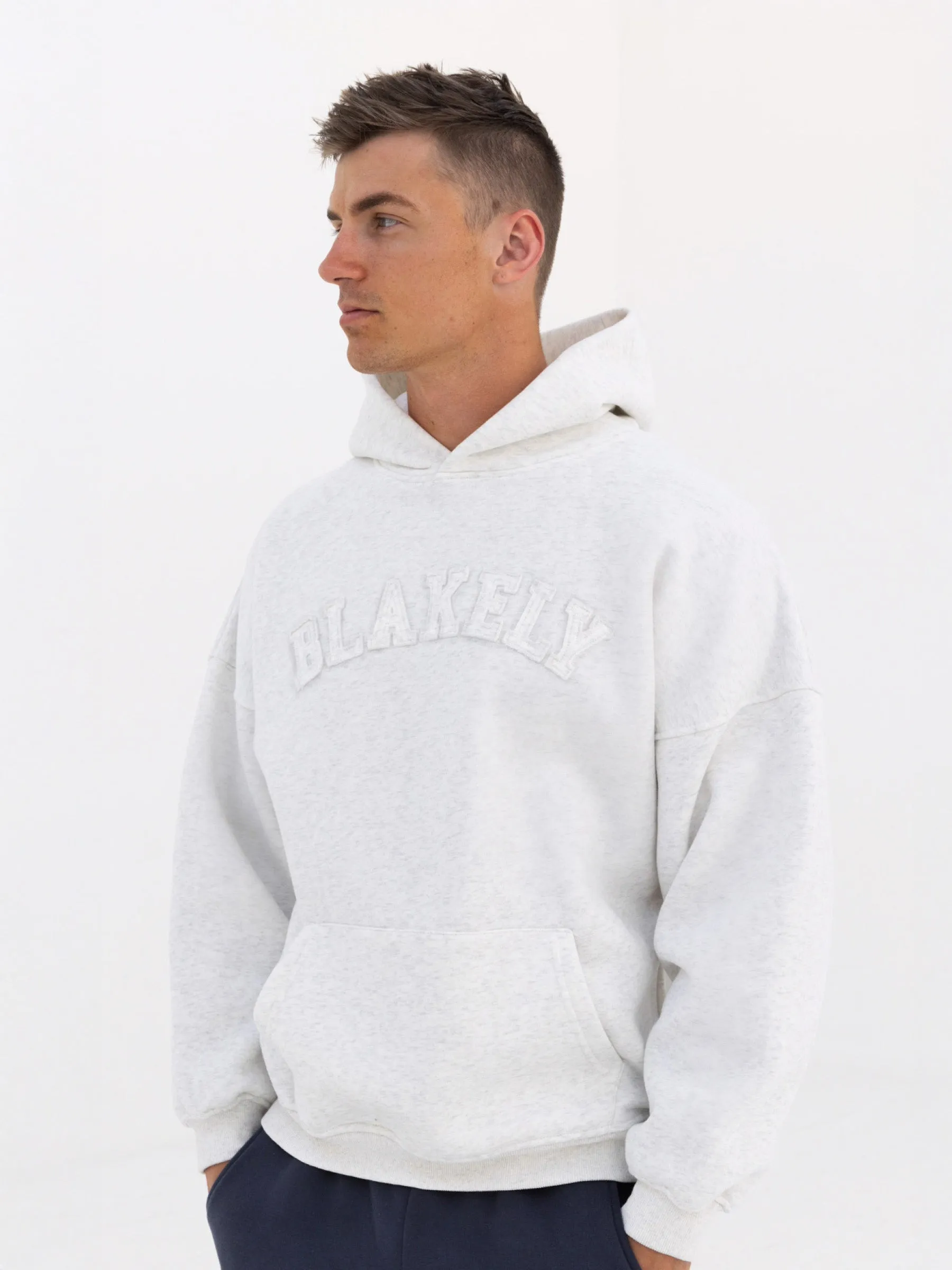 Tonal Varsity Relaxed Hoodie - Marl White sold by Blakely product image thumbnail 2