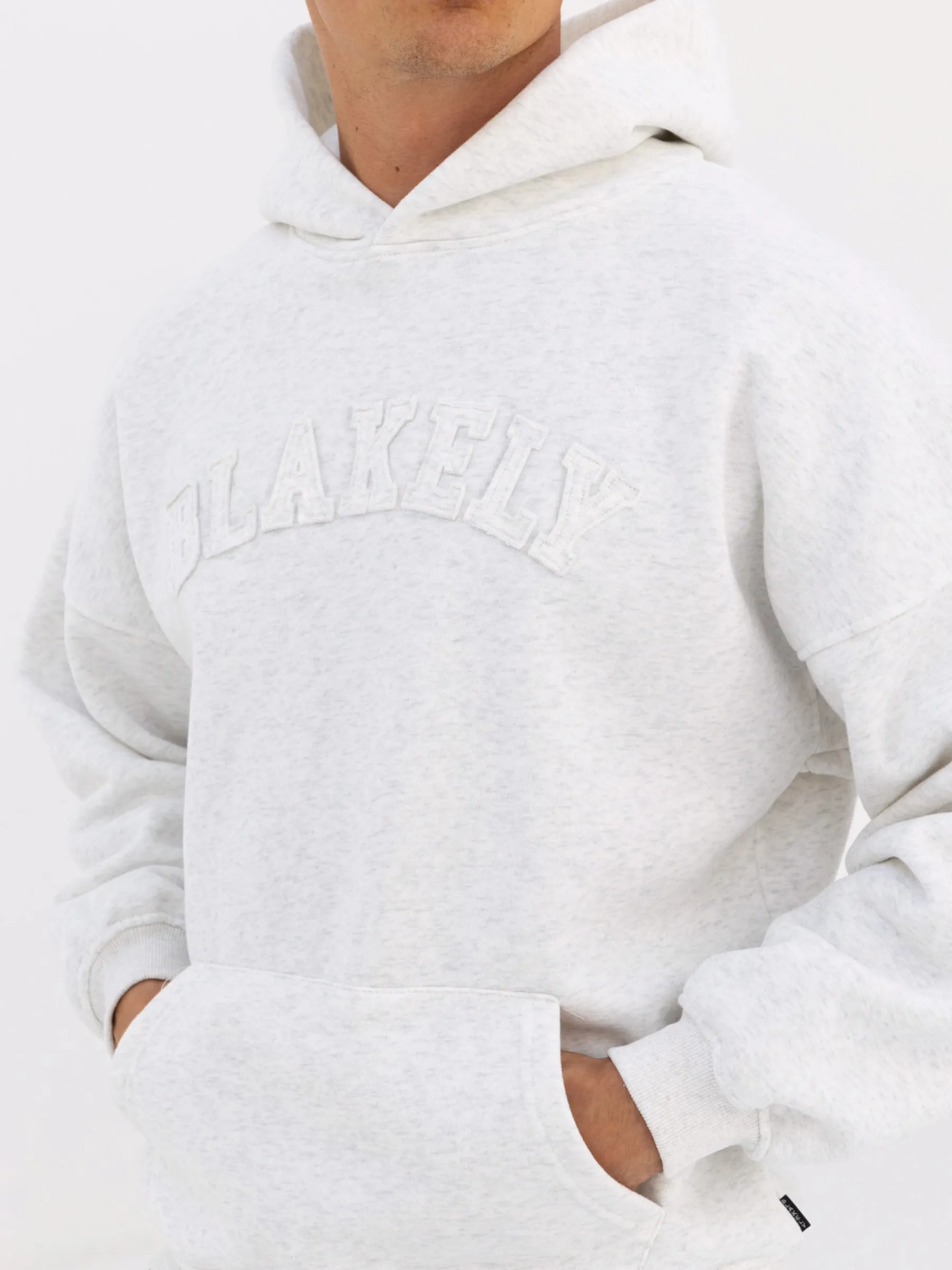 Tonal Varsity Relaxed Hoodie - Marl White sold by Blakely product image thumbnail 5