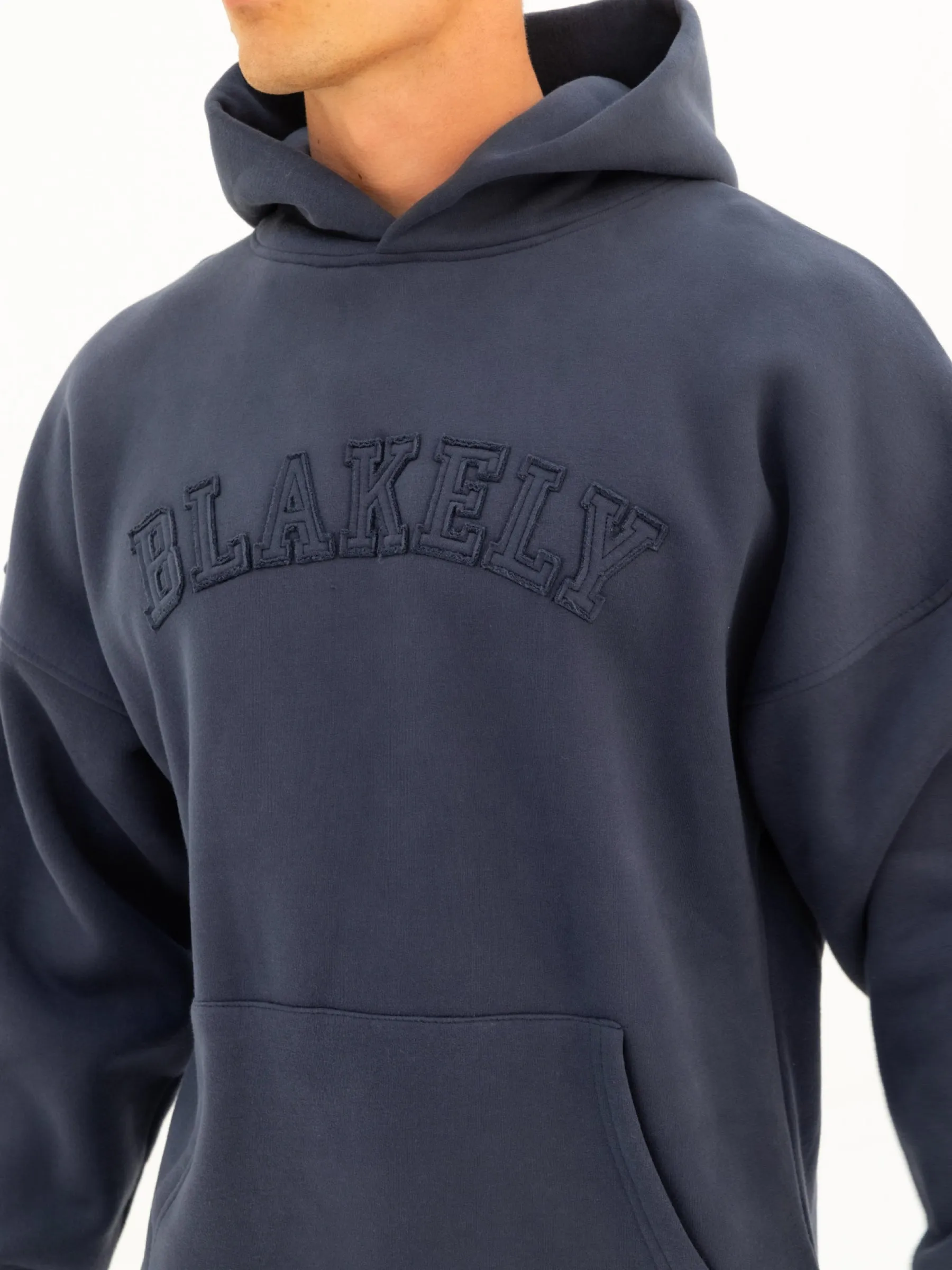 Tonal Varsity Relaxed Hoodie - True Navy sold by Blakely product image thumbnail 5