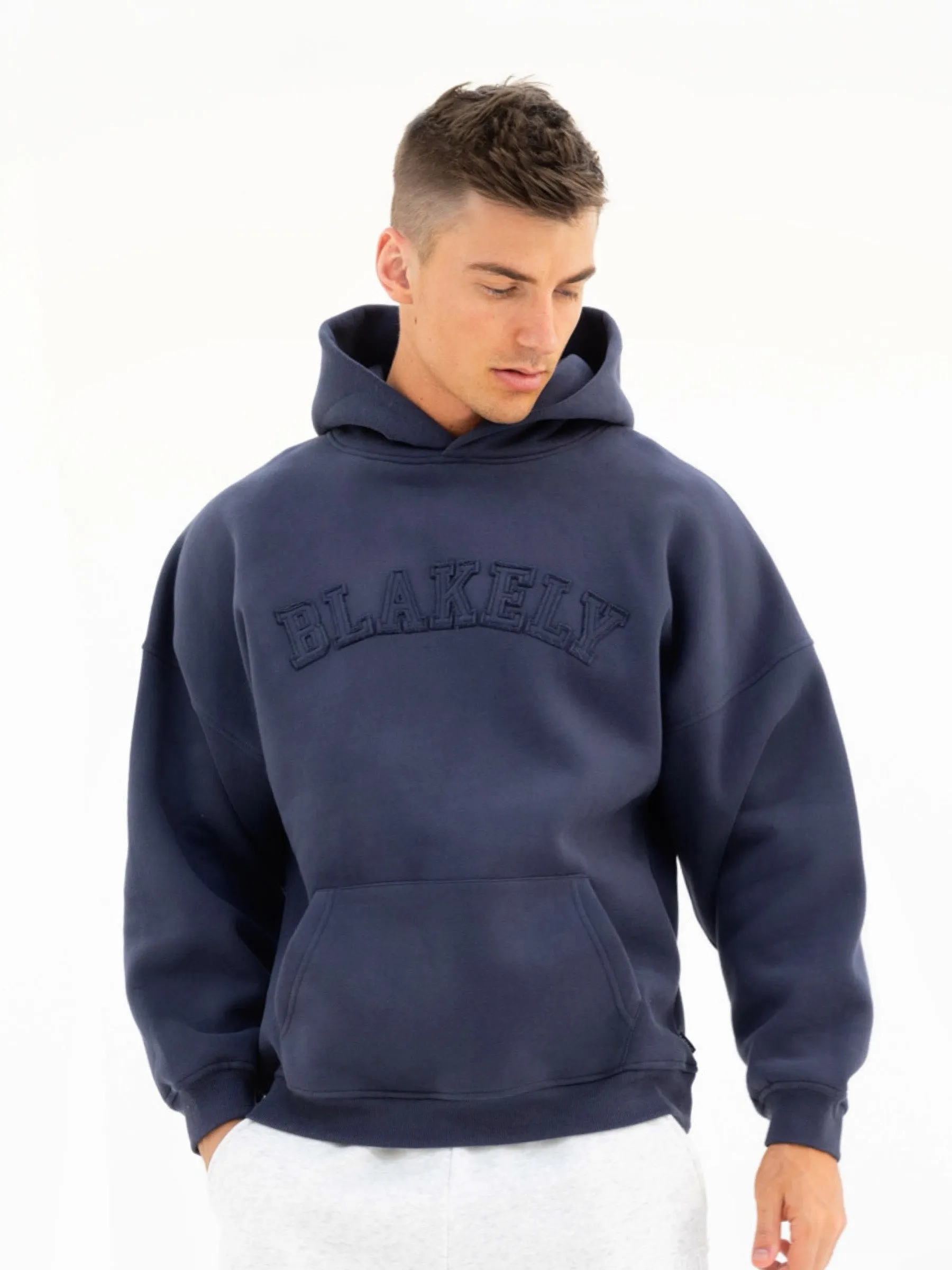 Tonal Varsity Relaxed Hoodie - True Navy sold by Blakely product image thumbnail 2