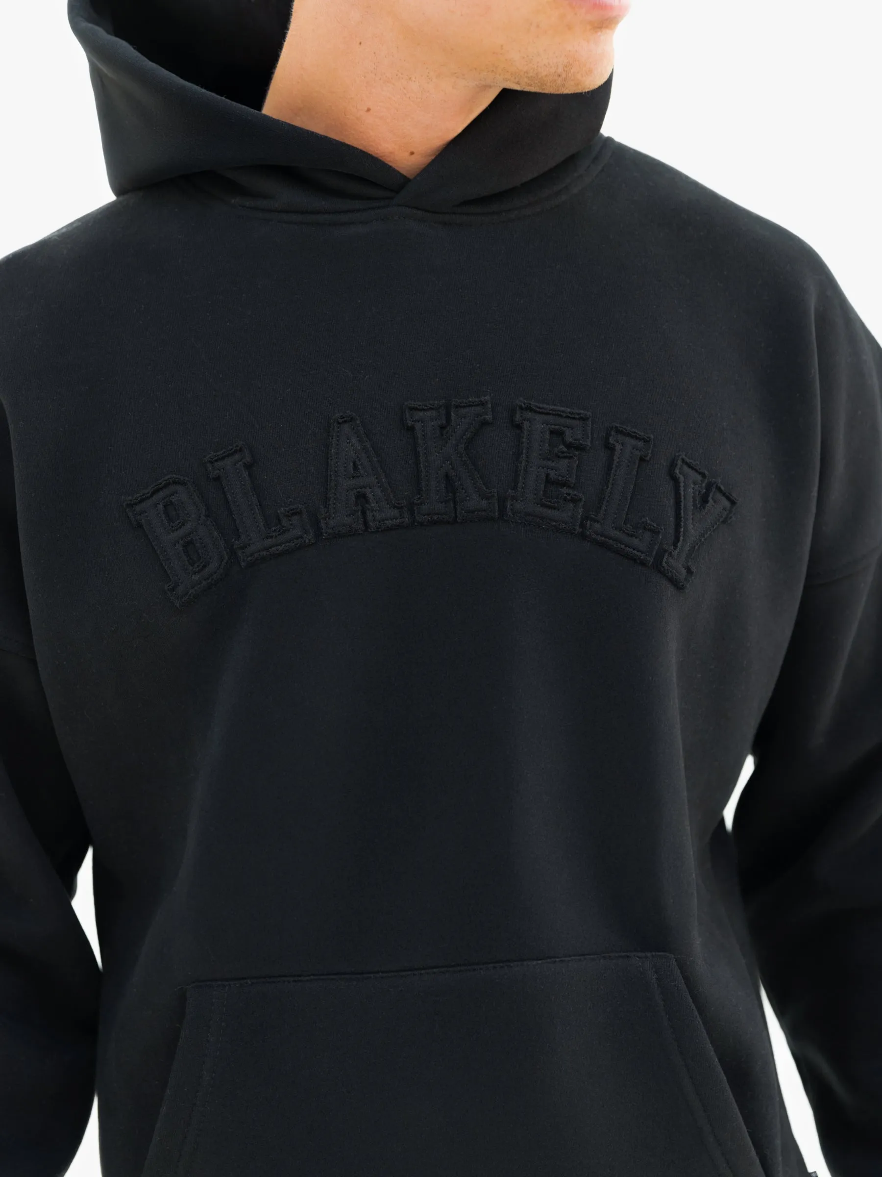 Tonal Varsity Relaxed Hoodie - Black sold by Blakely product image thumbnail 4