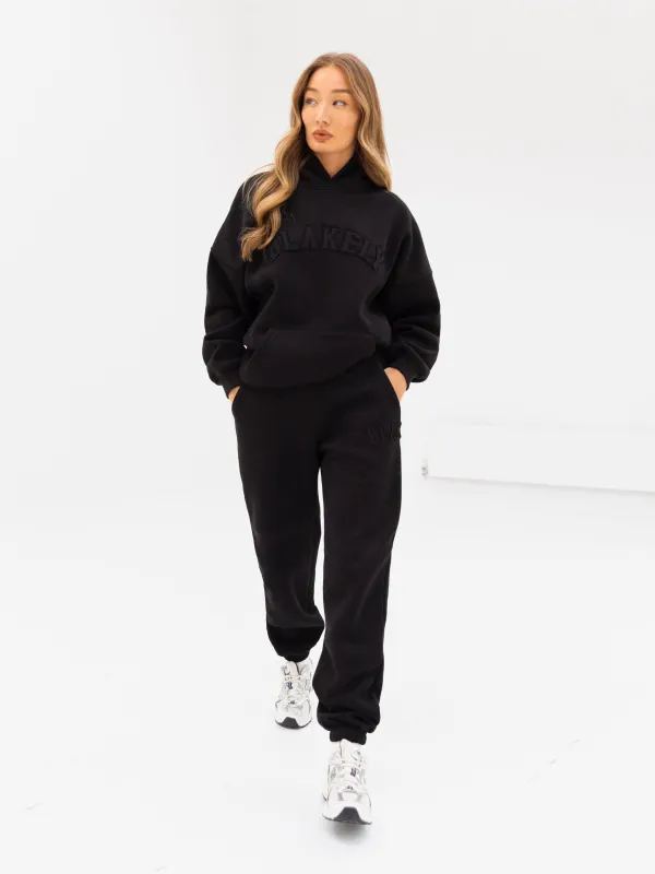 Tonal Varsity Oversized Hoodie & Sweatpants Set - Black sold by Blakely