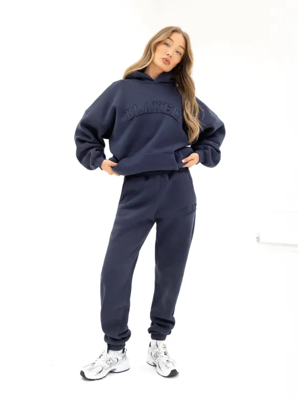 Tonal Varsity Oversized Hoodie & Sweatpants Set - True Navy sold by Blakely