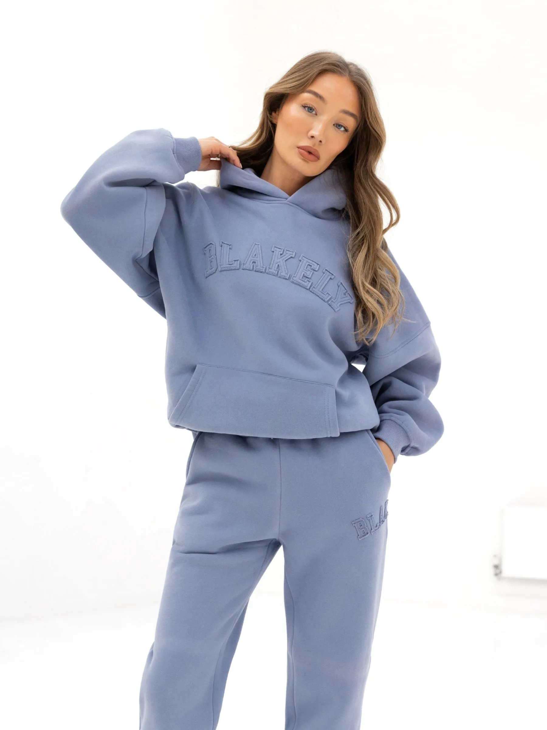 Tonal Varsity Oversized Hoodie & Sweatpants Set - Granite Blue sold by Blakely product image thumbnail 2