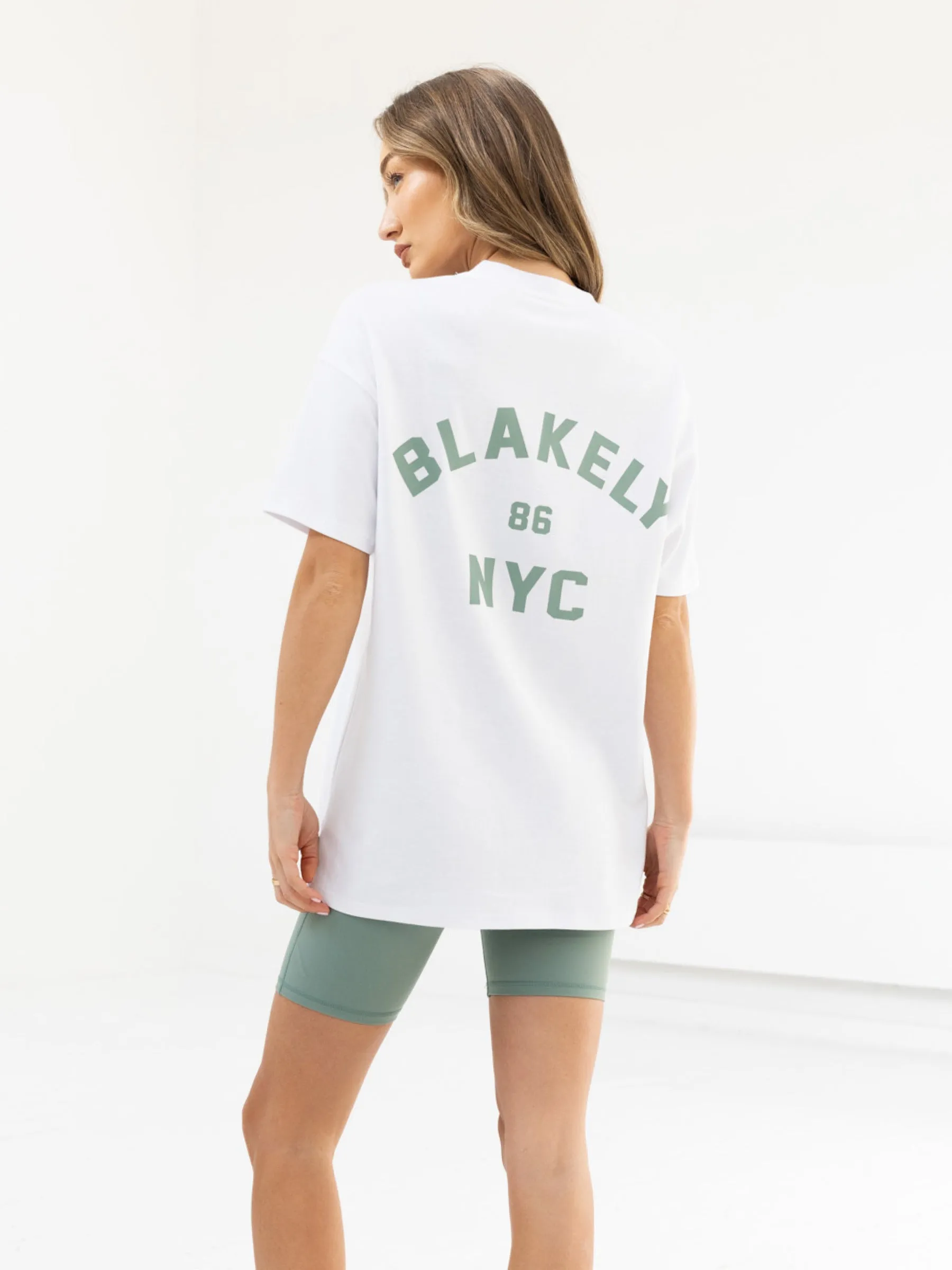 NYC Oversized T-Shirt - White & Sage Green sold by Blakely product image thumbnail 3