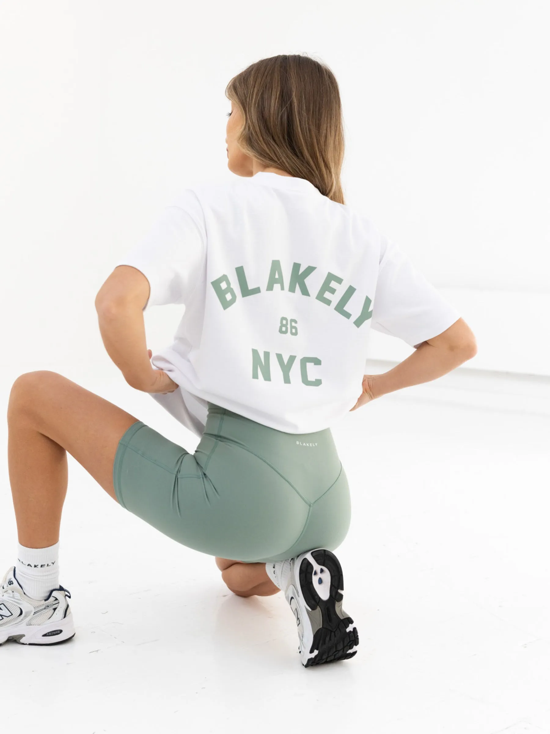 NYC Oversized T-Shirt - White & Sage Green sold by Blakely