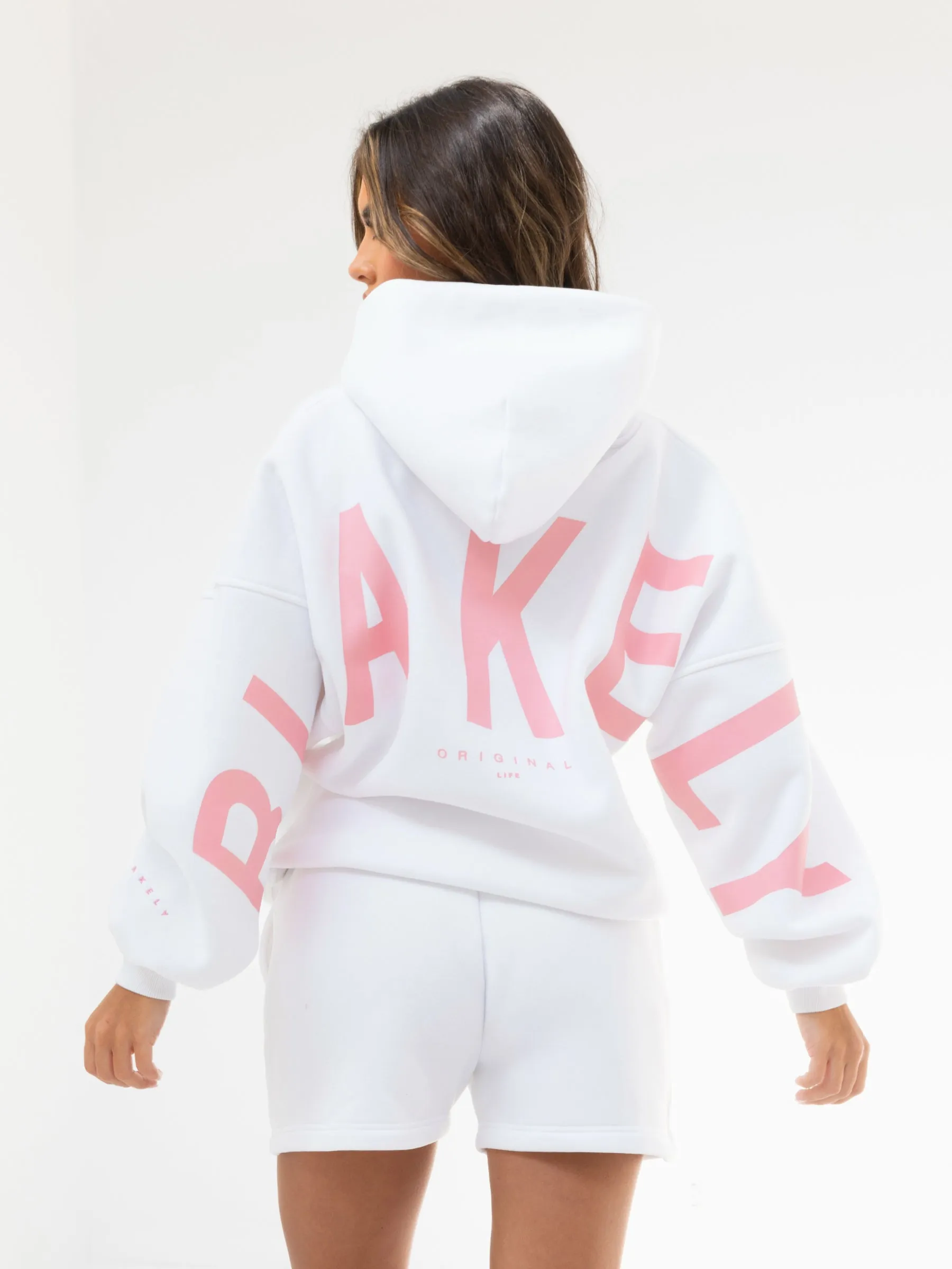 Isabel Oversized Hoodie - White & Pink sold by Blakely