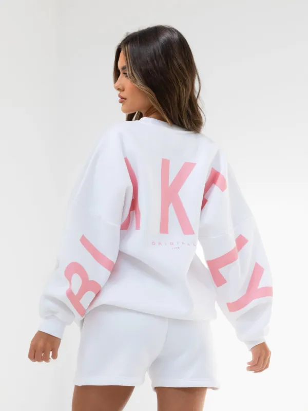 Isabel Oversized Jumper - White & Pink sold by Blakely