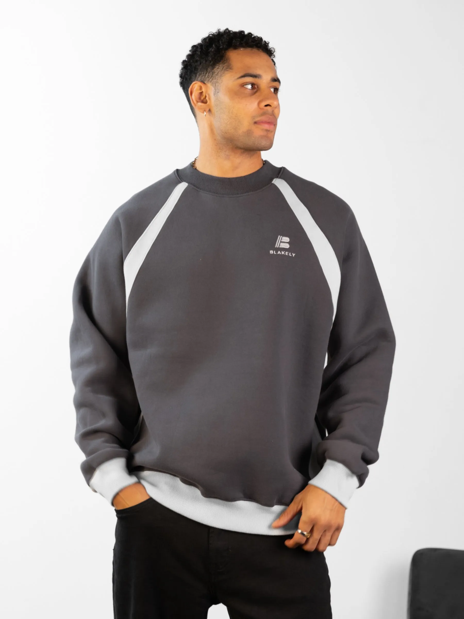 Classic Panel Relaxed Jumper - Charcoal sold by Blakely