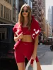 Ultimate Sports Bra & Shorts Set - Cherry Red sold by Blakely