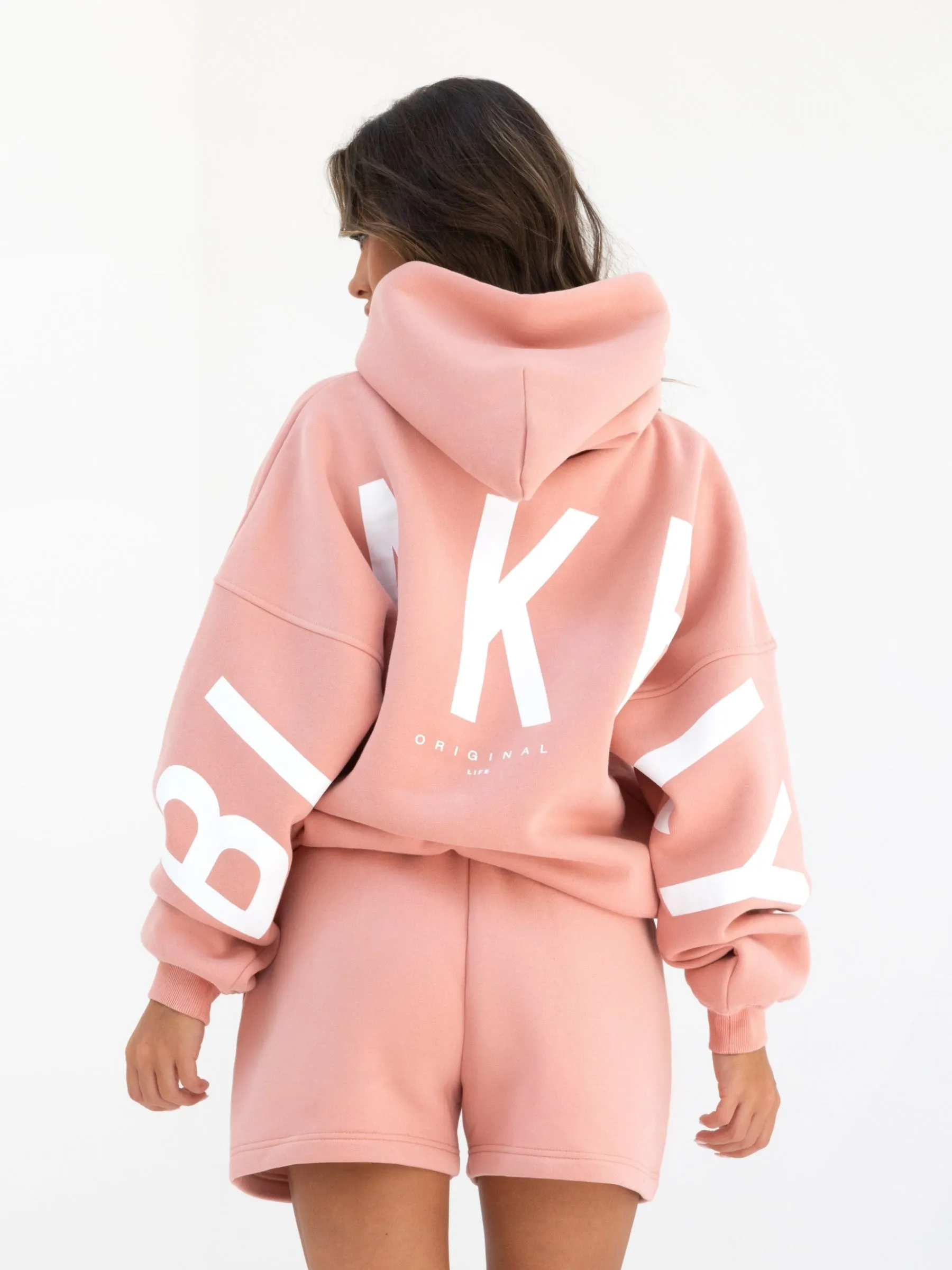 Isabel Hoodie & Jogger Shorts Set - Peach Pink sold by Blakely