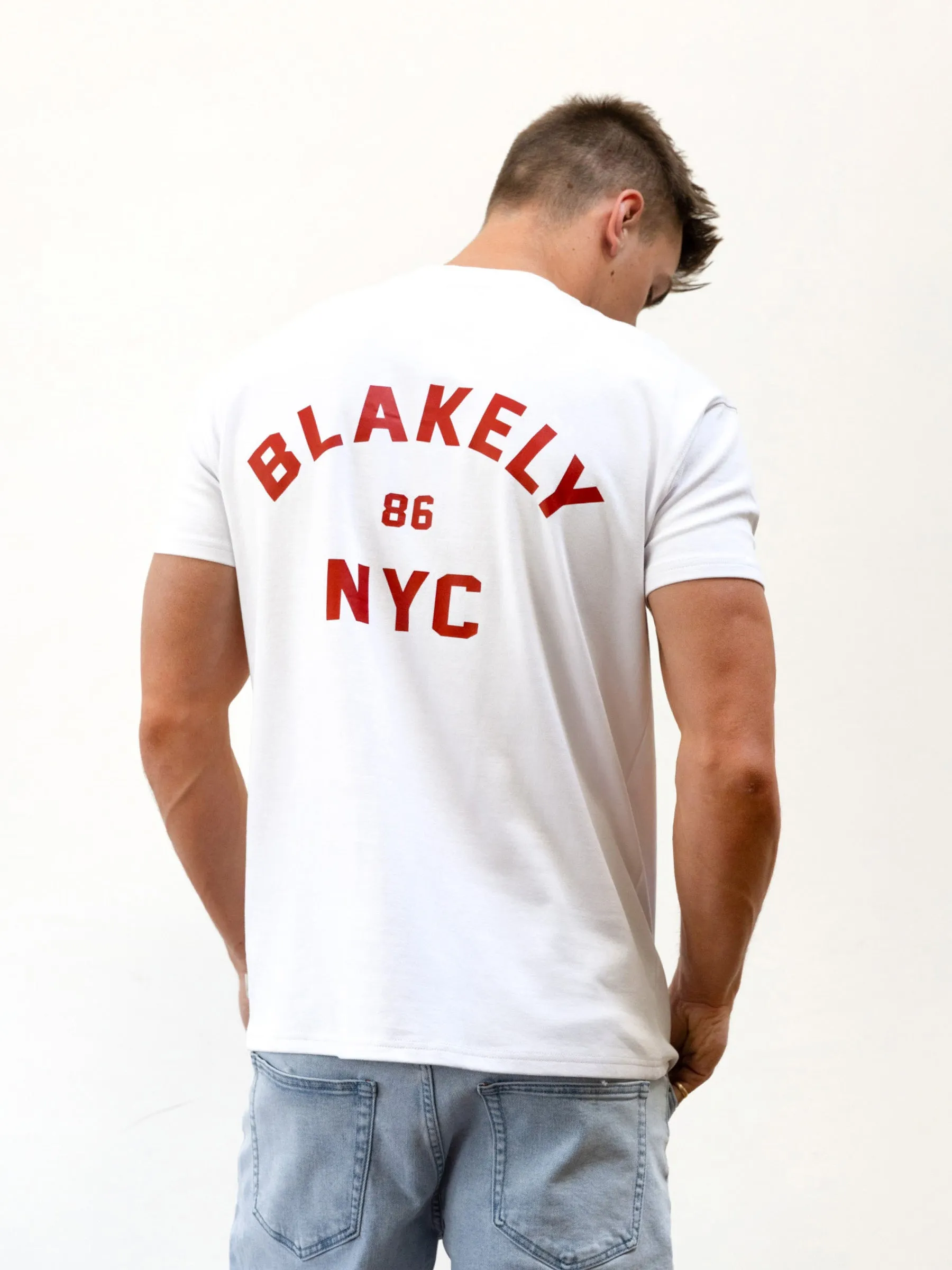 NYC Relaxed T-Shirt - White & Red sold by Blakely