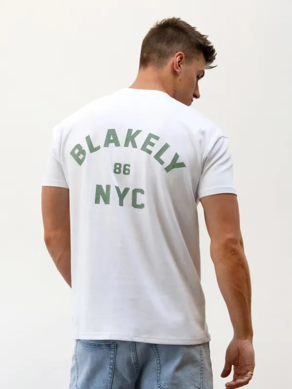 NYC Relaxed T-Shirt - White & Sage Green sold by Blakely