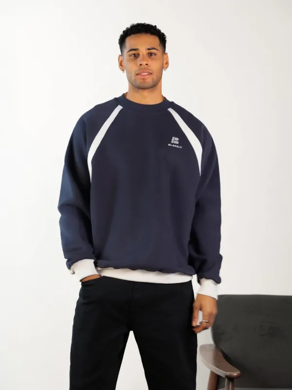 Classic Panel Relaxed Jumper - True Navy sold by Blakely