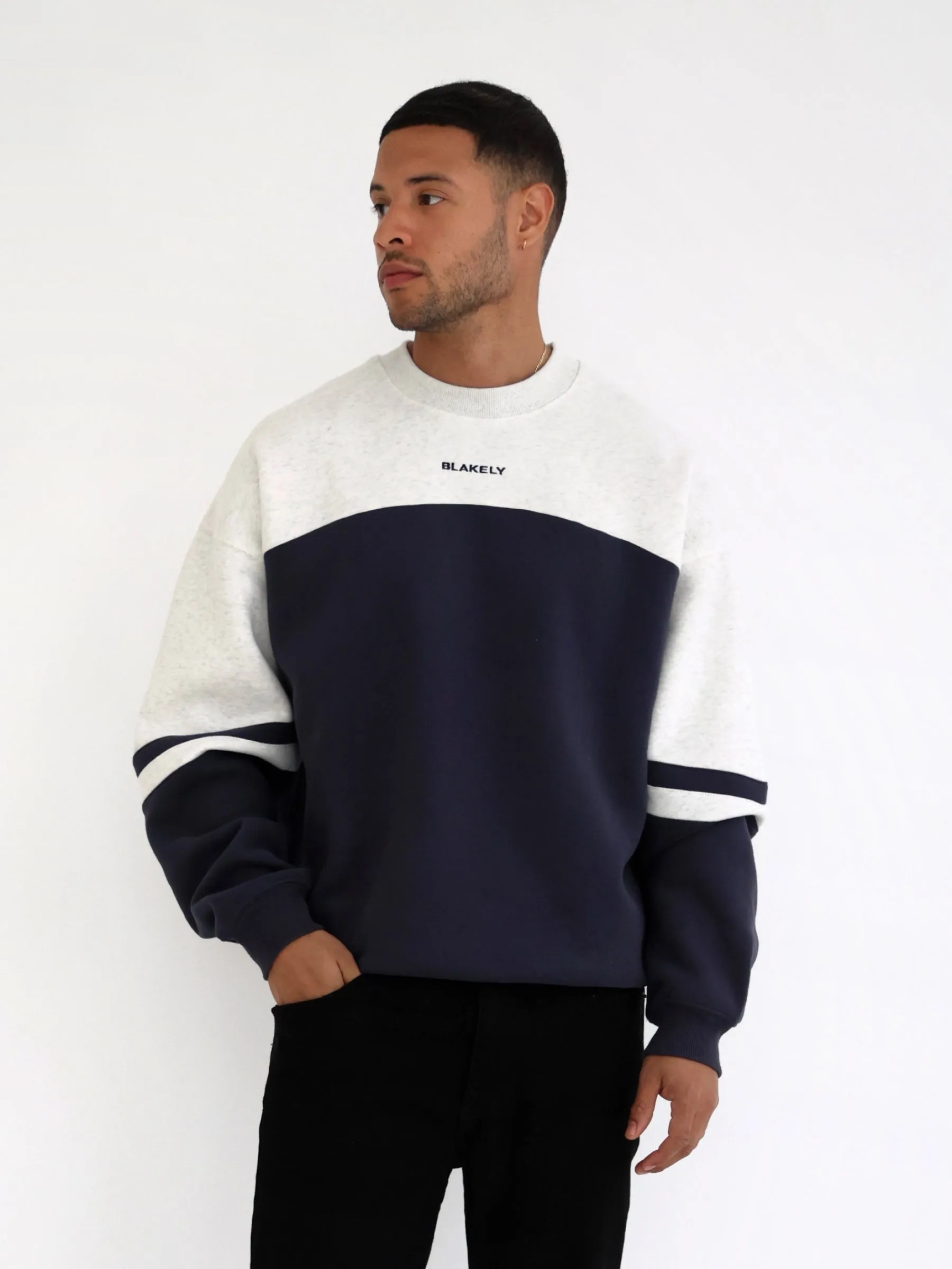 Curved Panel Relaxed Jumper - True Navy sold by Blakely