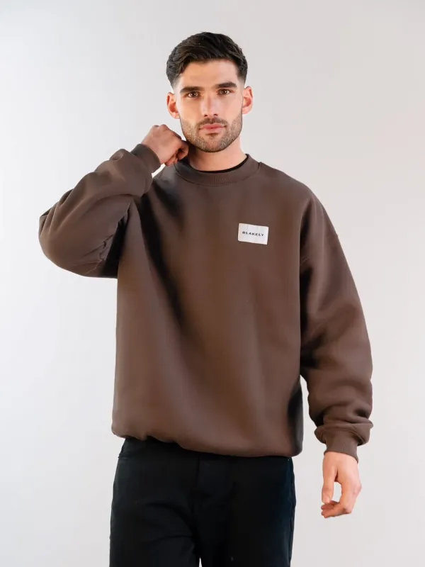 Label Relaxed Jumper - Slate Brown sold by Blakely