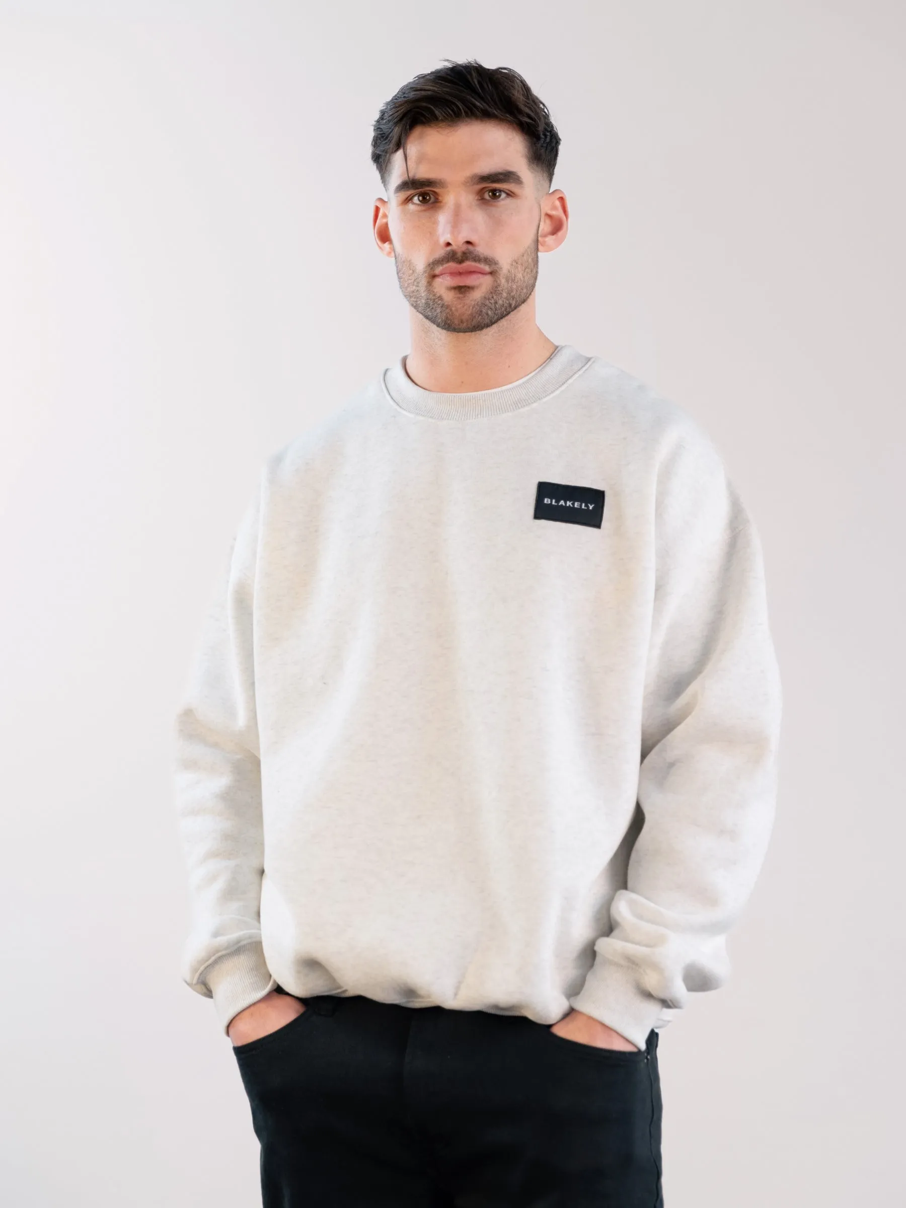 Label Relaxed Jumper - Marl White sold by Blakely