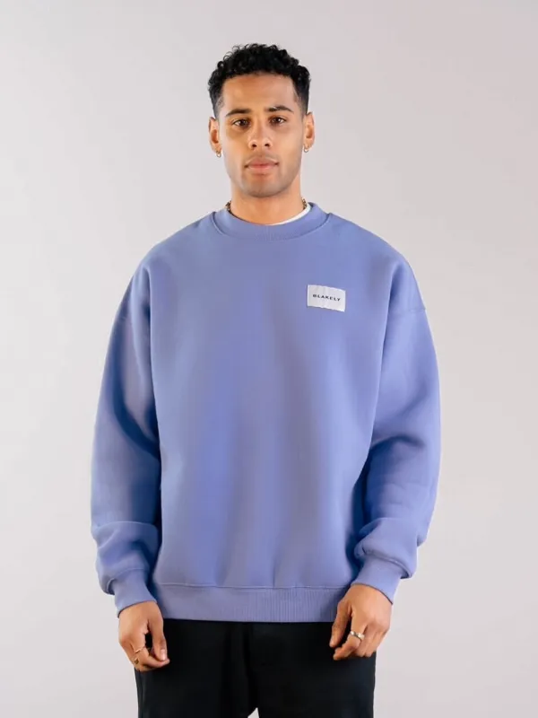 Label Relaxed Jumper - Lilac Blue sold by Blakely