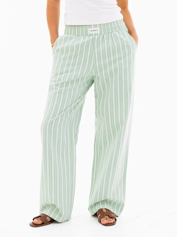 Elena Stripe Trousers - Green sold by Blakely