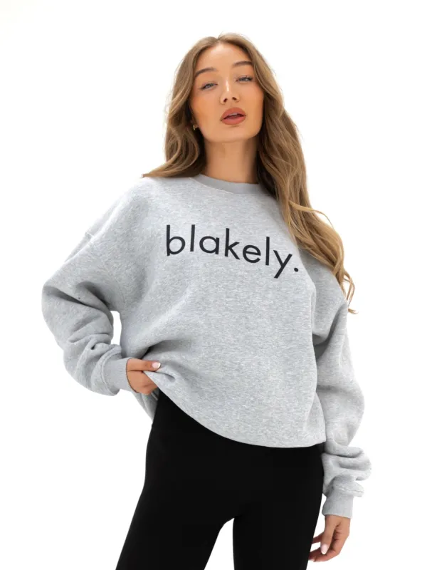 Logo Oversized Jumper - Marl Grey sold by Blakely