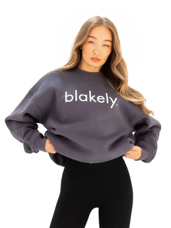 Logo Oversized Jumper - Charcoal sold by Blakely
