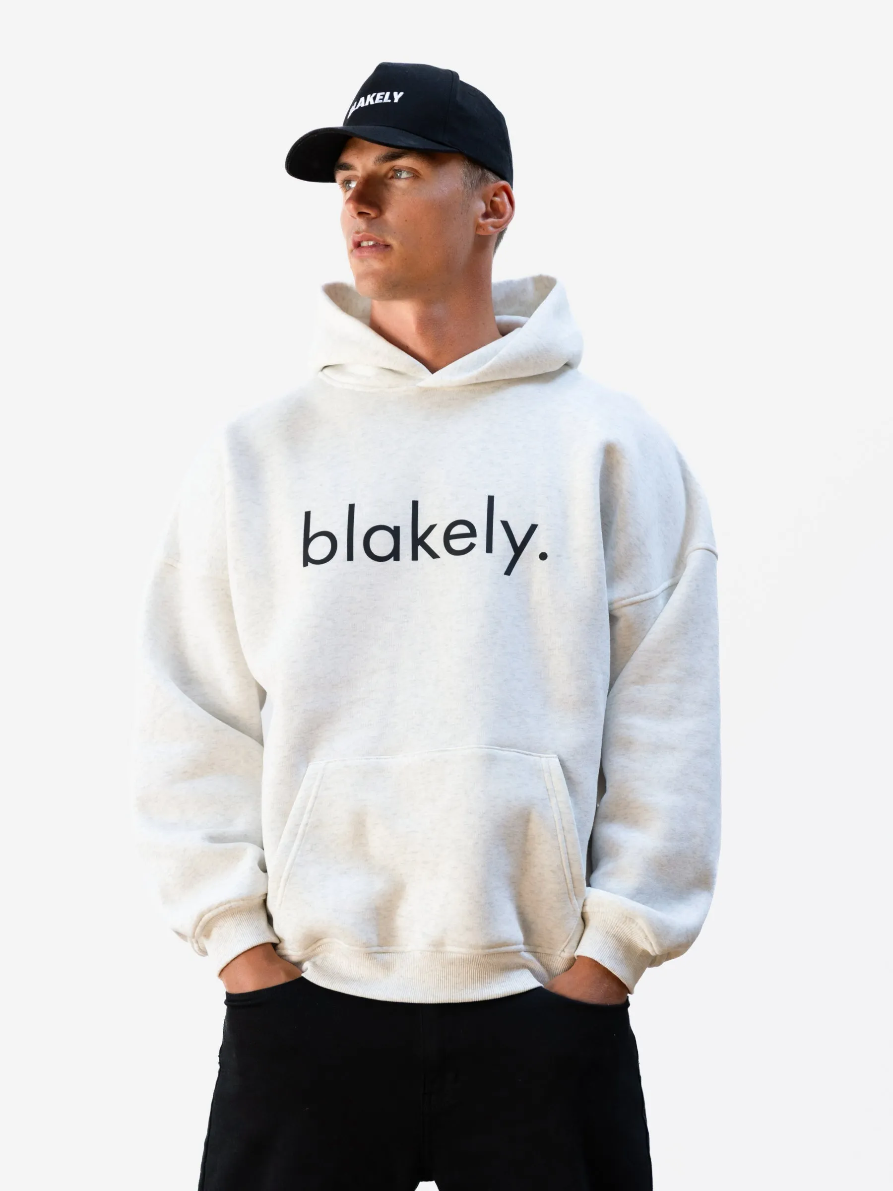 Logo Relaxed Hoodie - Marl White sold by Blakely