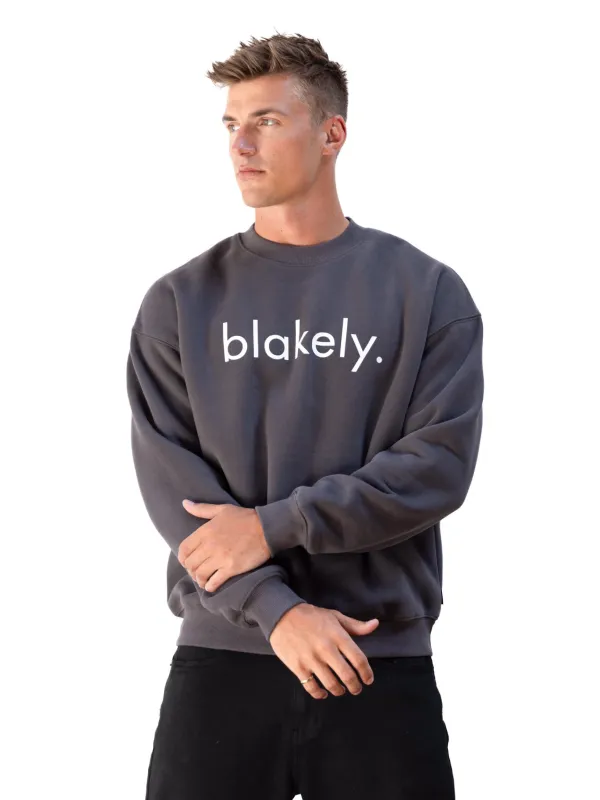 Logo Relaxed Jumper - Charcoal sold by Blakely