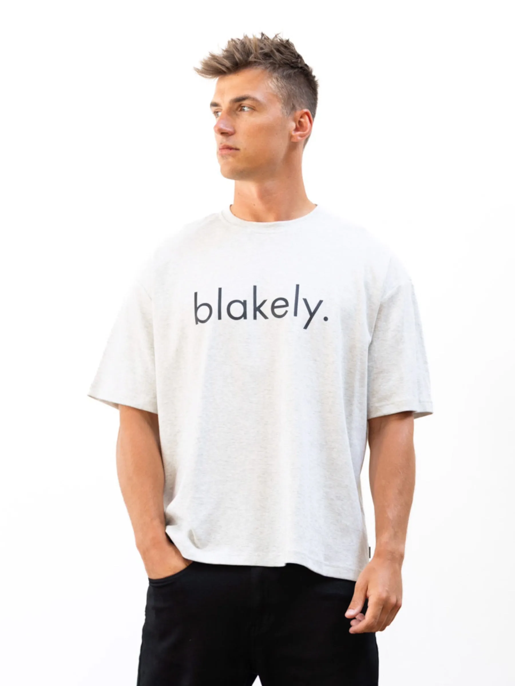 Logo Unfitted T-Shirt - Marl White sold by Blakely