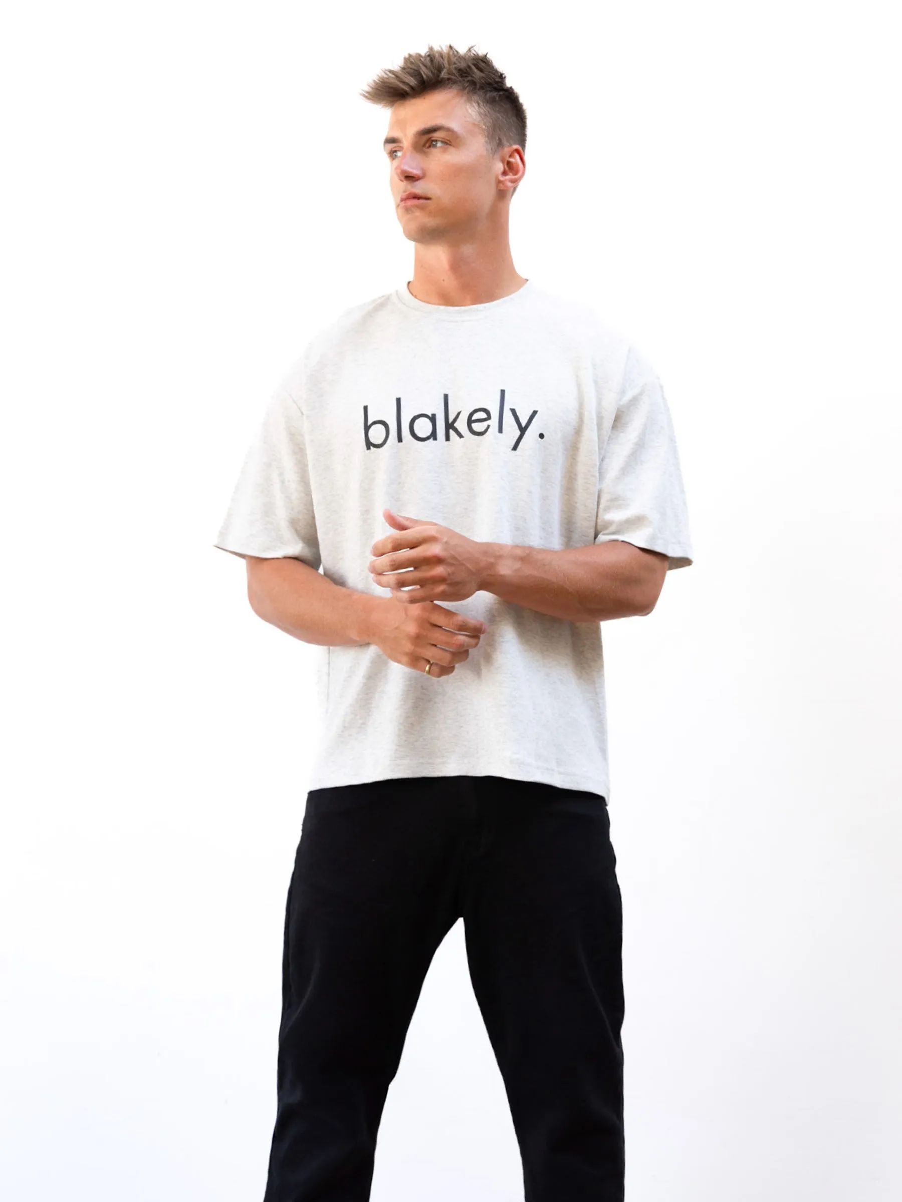 Logo Unfitted T-Shirt - Marl White sold by Blakely product image thumbnail 5