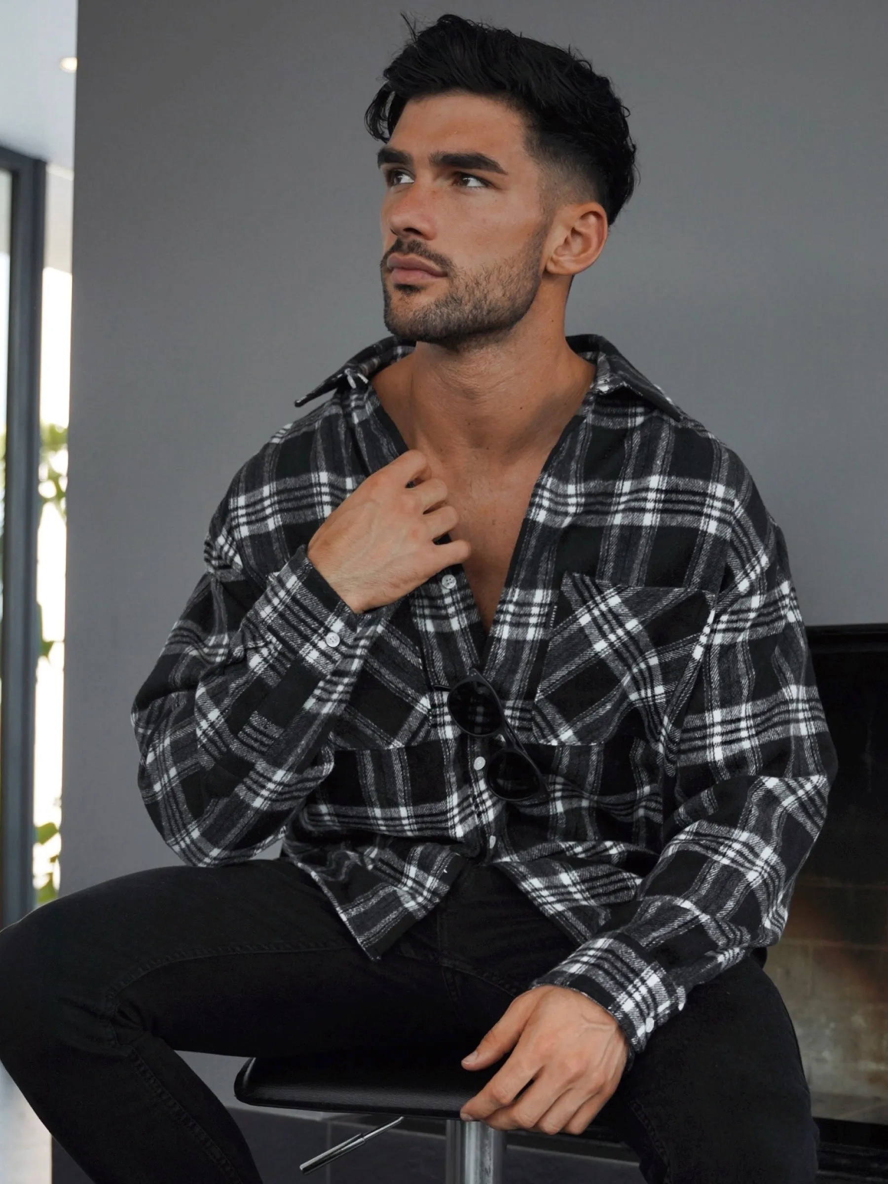 Westport Oversized Check Shirt - Black sold by Blakely product image thumbnail 4