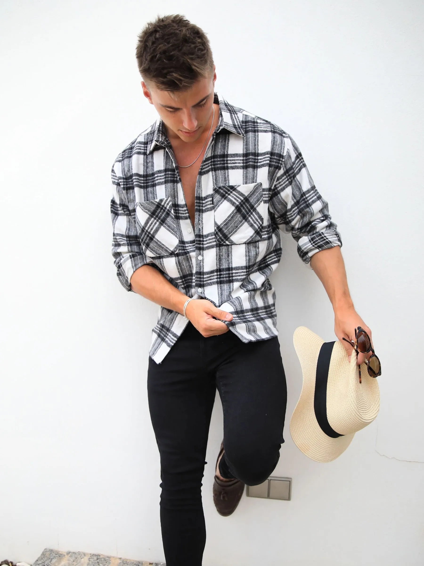 Westport Oversized Check Shirt - White sold by Blakely product image thumbnail 3