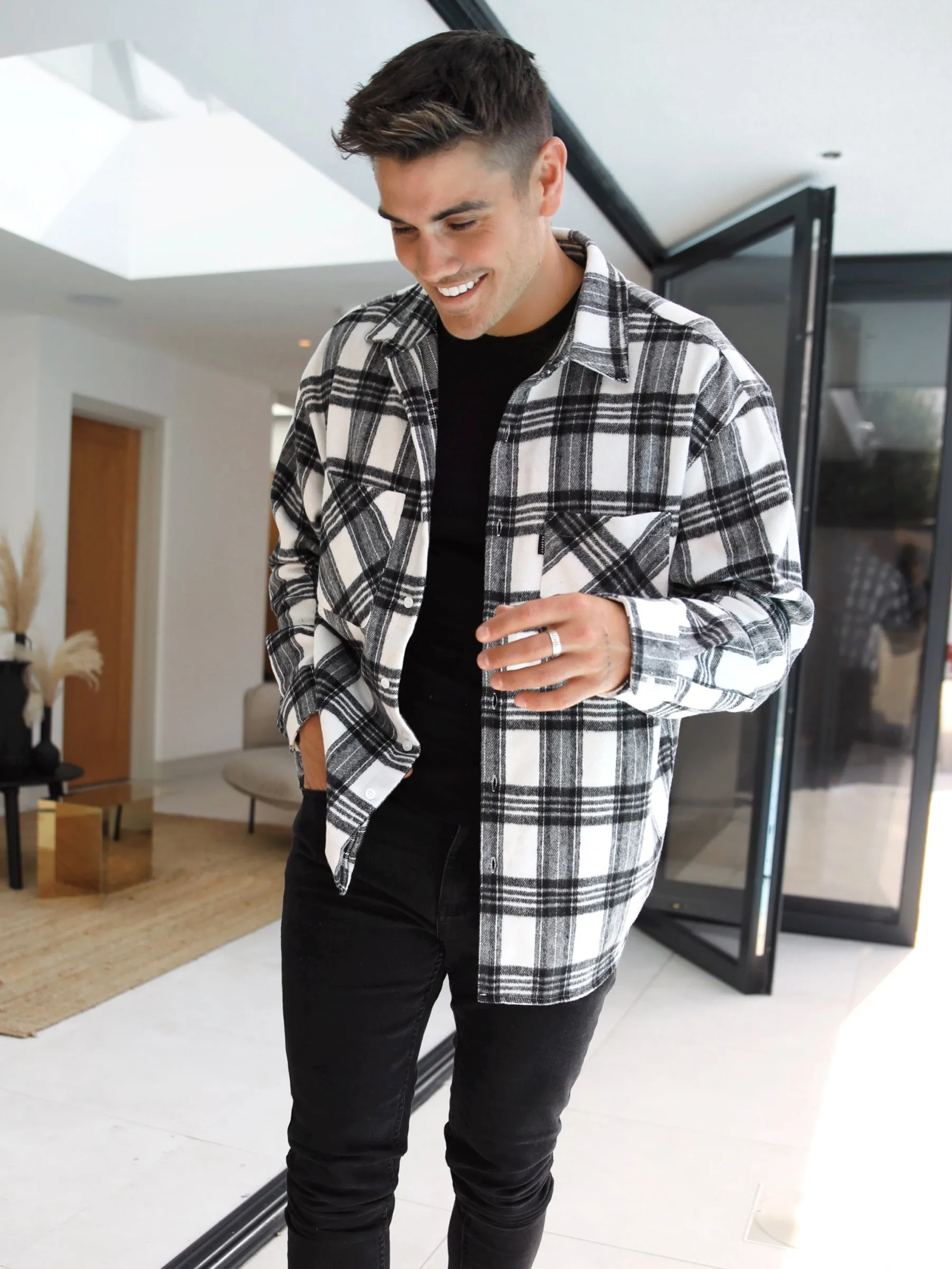 Westport Oversized Check Shirt - White sold by Blakely product image thumbnail 5