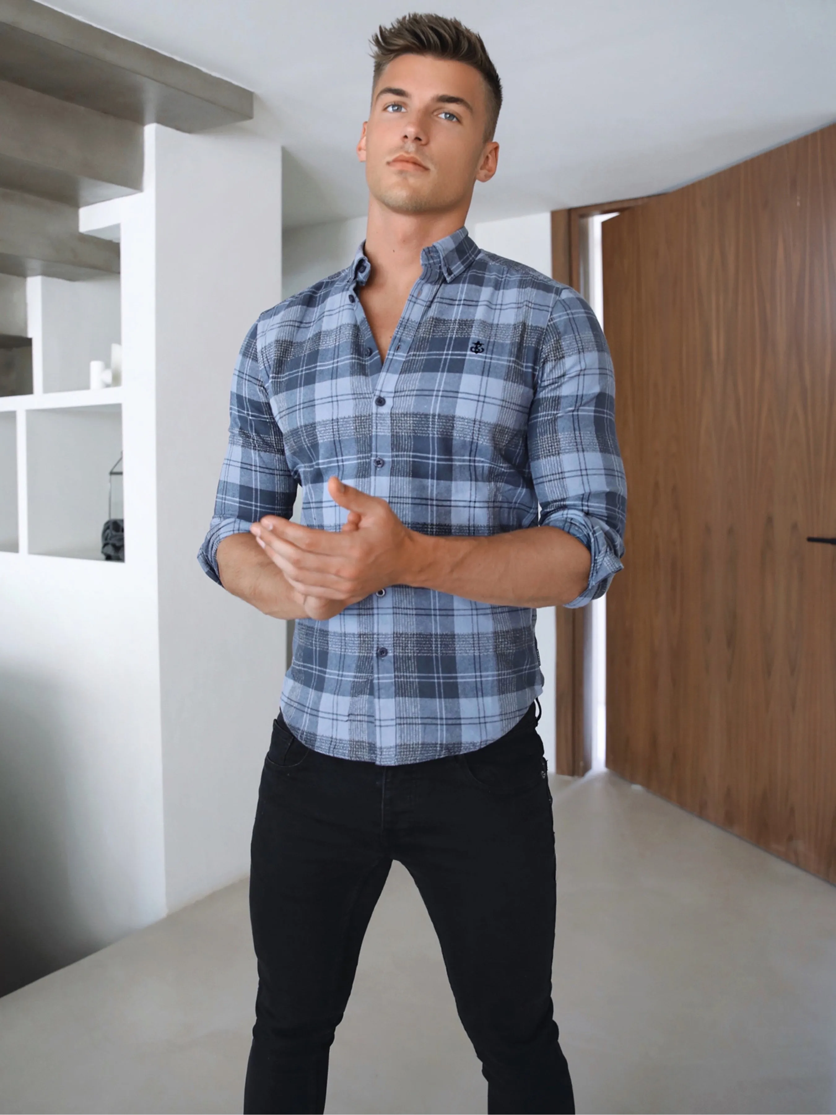 Stonebridge Checked Shirt - Blue sold by Blakely product image thumbnail 3