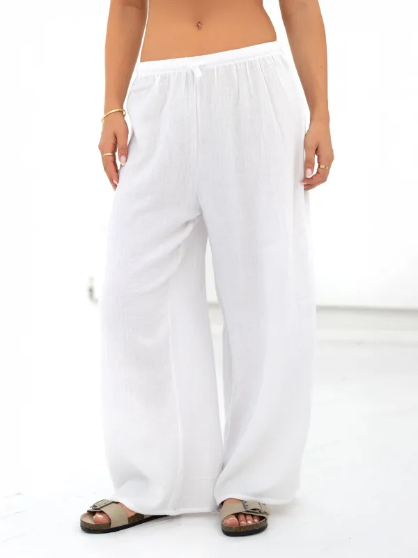 Mila Wide Leg Trousers - White sold by Blakely