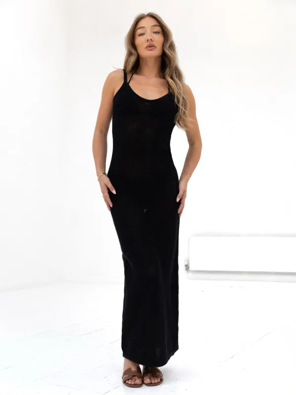 Crochet Maxi Dress - Black sold by Blakely