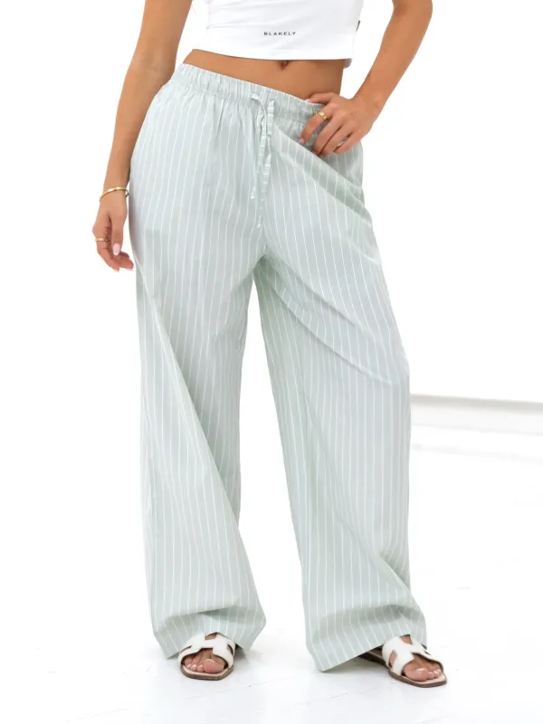 Elodie Stripe Trousers - Green sold by Blakely