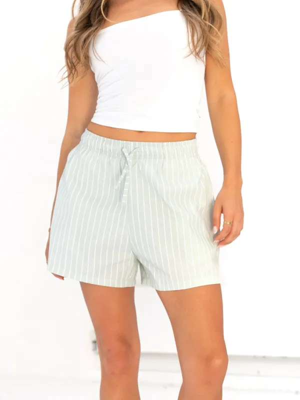 Elodie Stripe Shorts - Green sold by Blakely