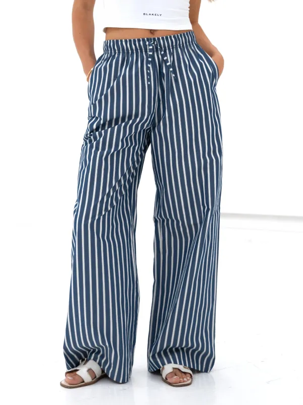Kiara Stripe Trousers - Navy sold by Blakely