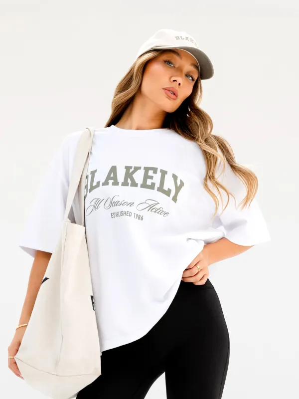 Melrose Ultra Oversized T-Shirt - White & Safari Green sold by Blakely