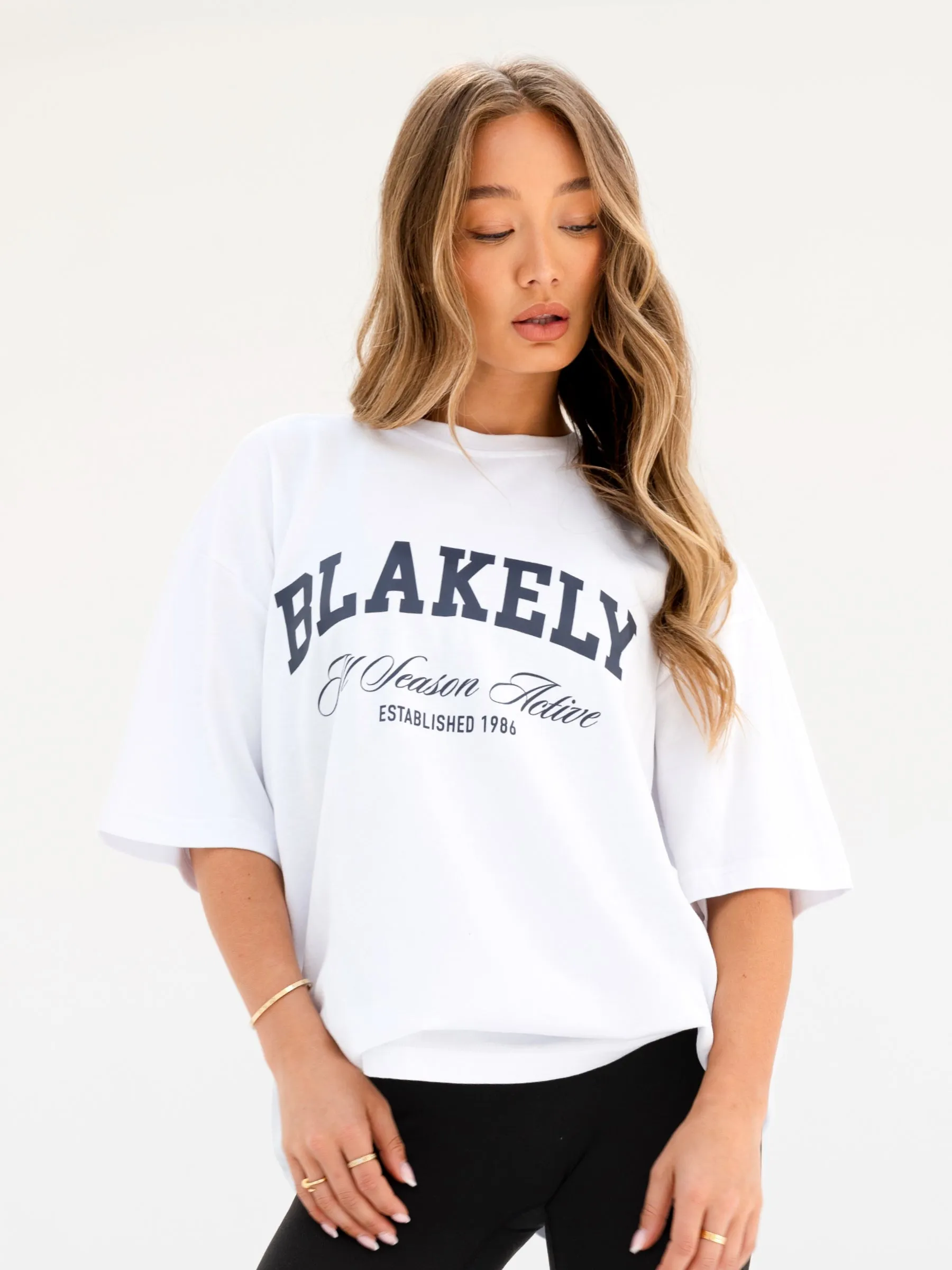 Melrose Ultra Oversized T-Shirt - White & True Navy sold by Blakely product image thumbnail 2