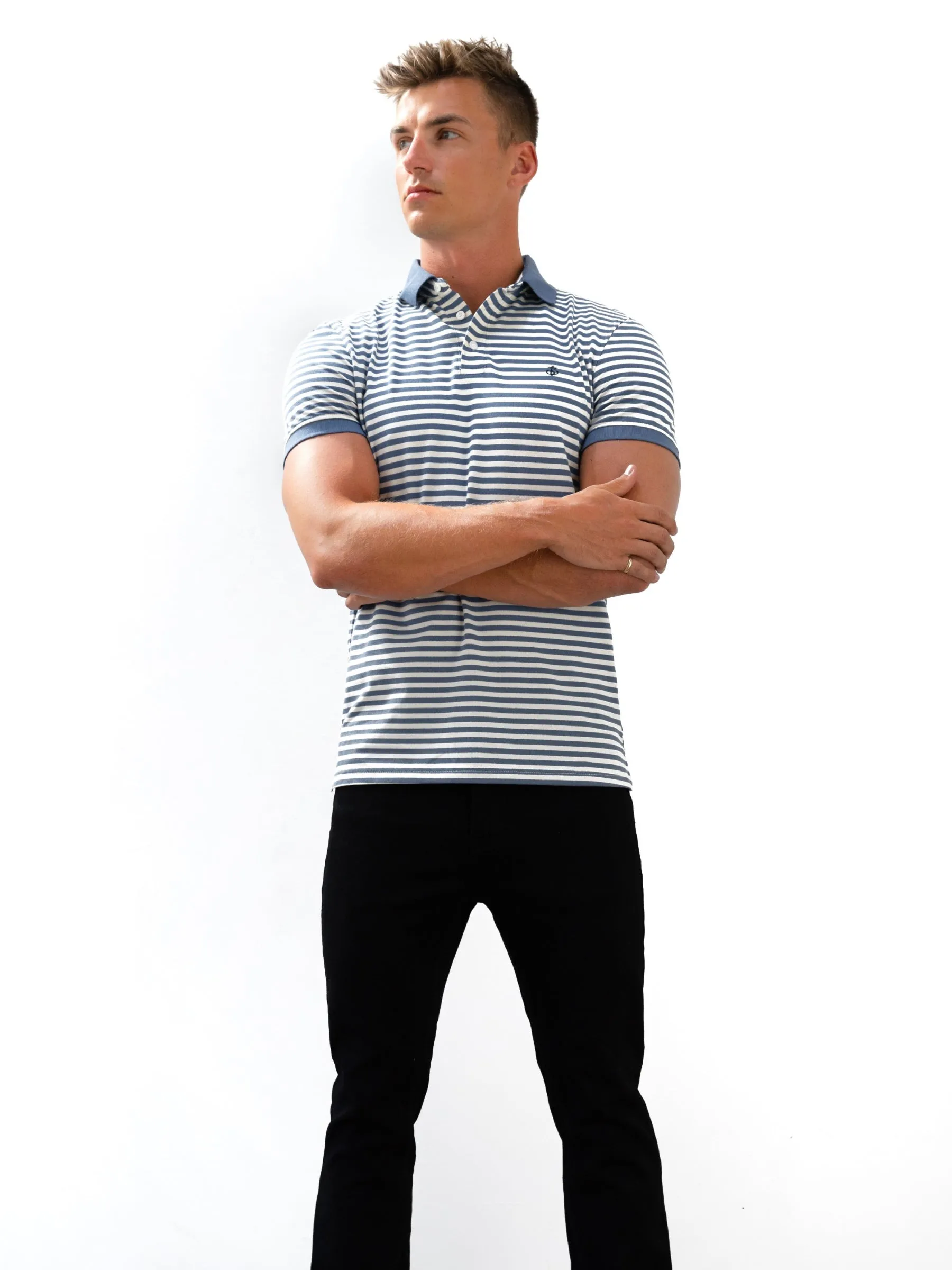 Stripe Polo Shirt - Blue sold by Blakely product image thumbnail 3