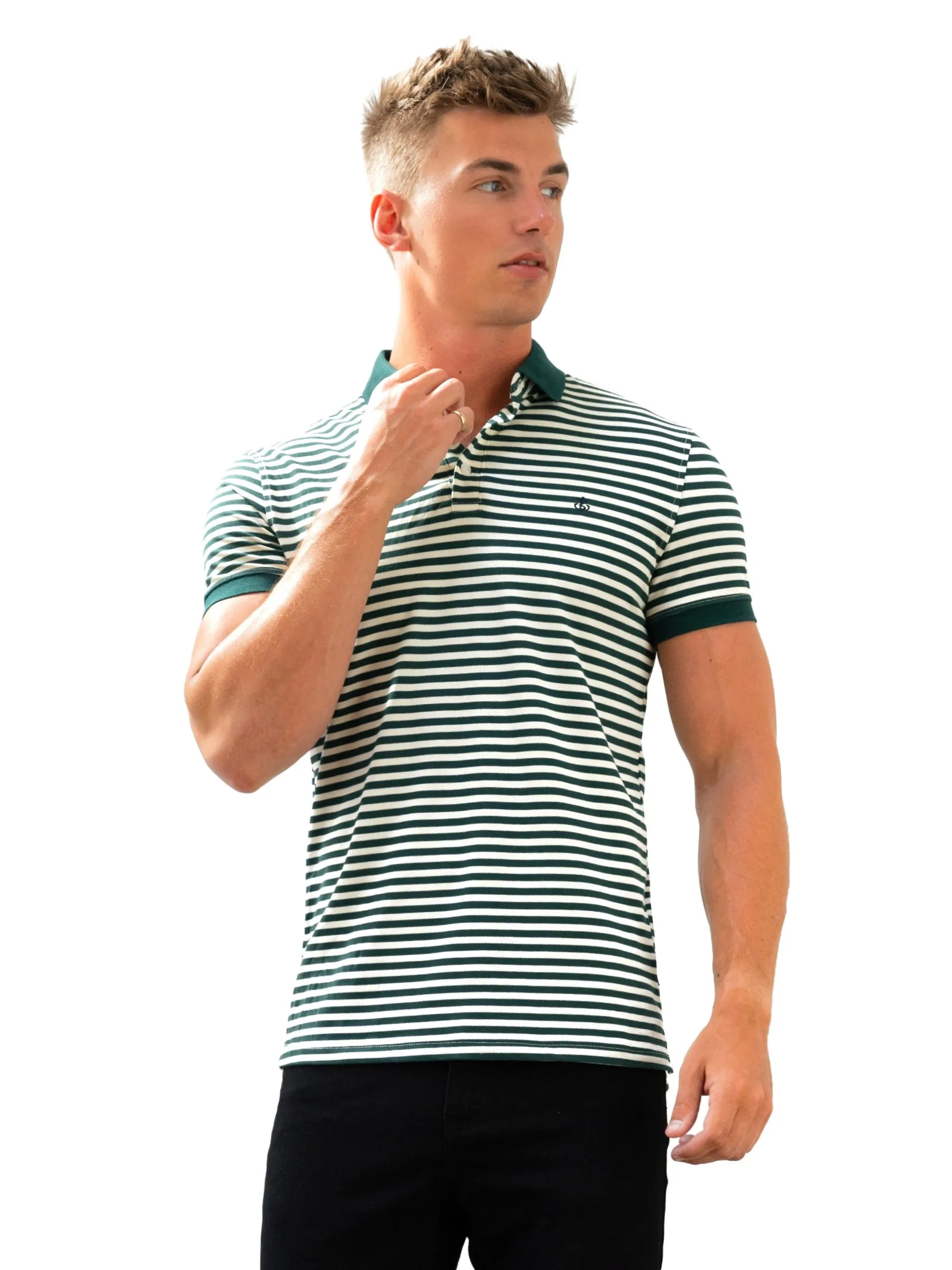 Stripe Polo Shirt - Green sold by Blakely