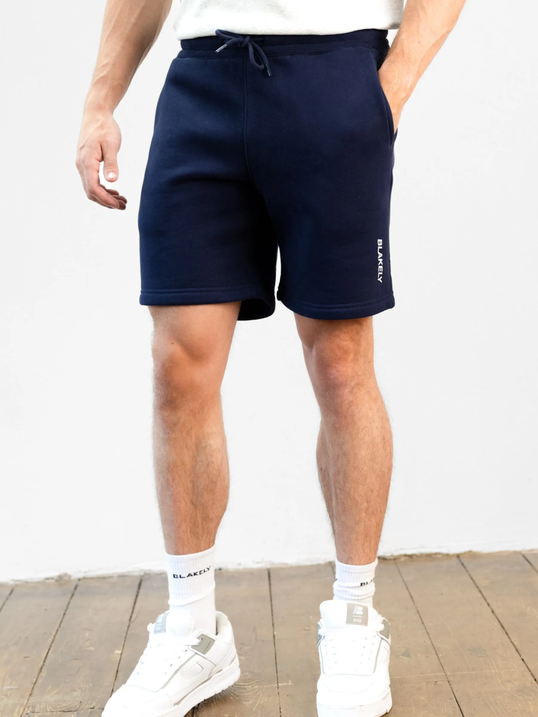 Italic Linear Relaxed Jogger Shorts - Navy sold by Blakely