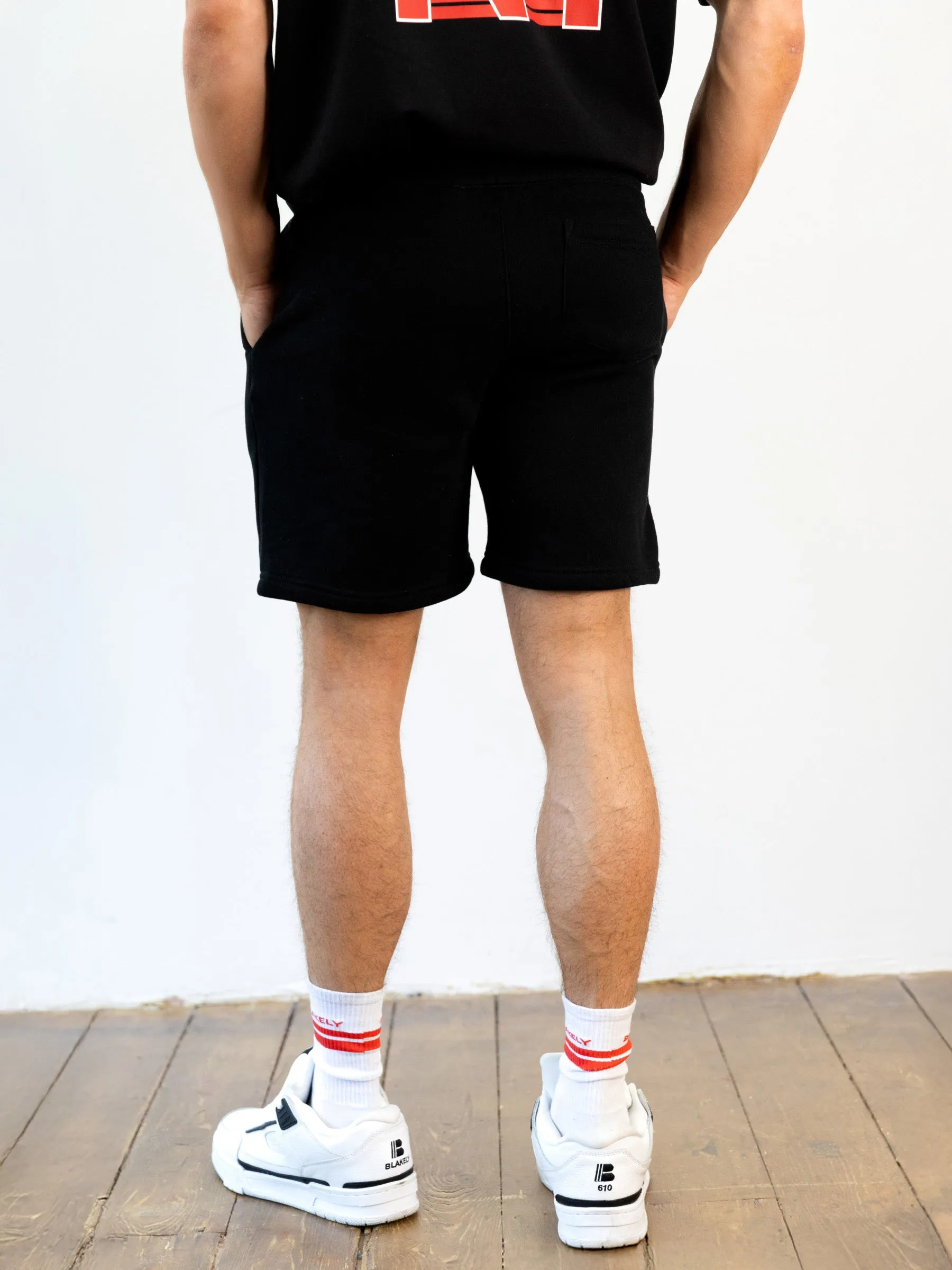 Italic Linear Relaxed Jogger Shorts - Black sold by Blakely product image thumbnail 3
