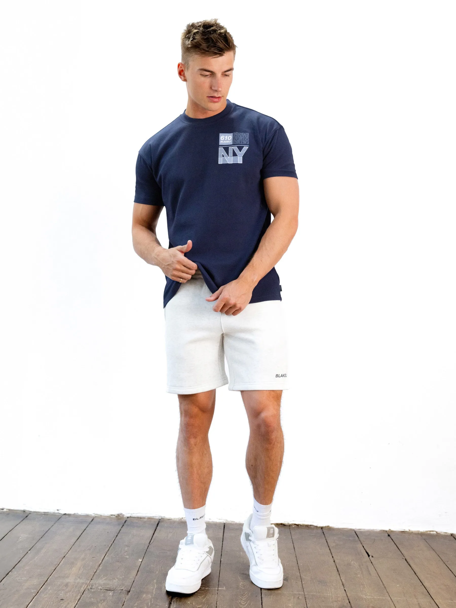 Italic Relaxed Jogger Shorts - Marl White sold by Blakely product image thumbnail 5