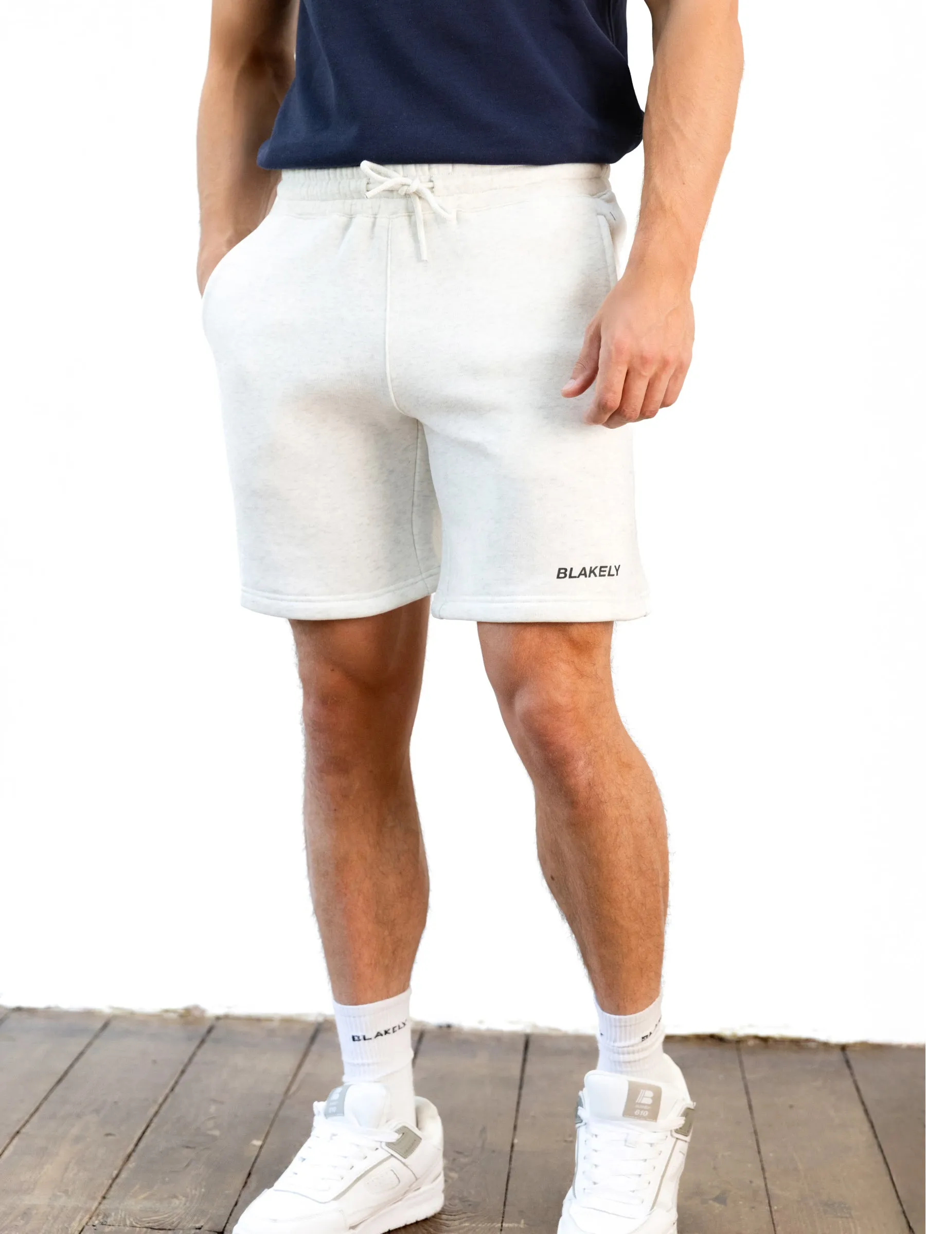 Italic Relaxed Jogger Shorts - Marl White sold by Blakely
