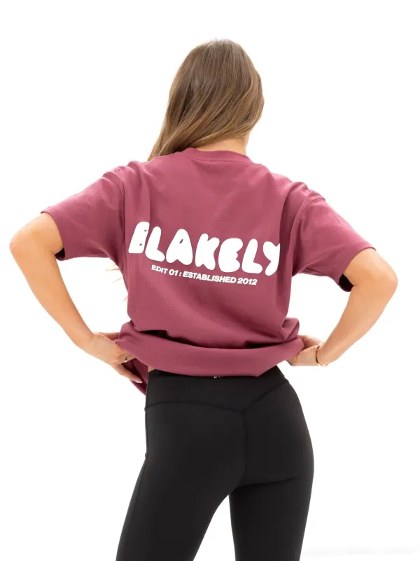 Cloud Print Oversized T-Shirt - Dark Pink sold by Blakely