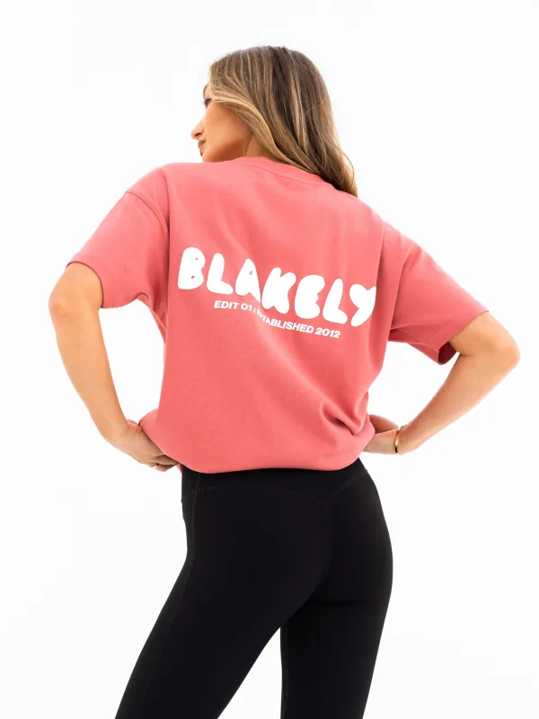 Cloud Print Oversized T-Shirt - Sunrise Coral sold by Blakely