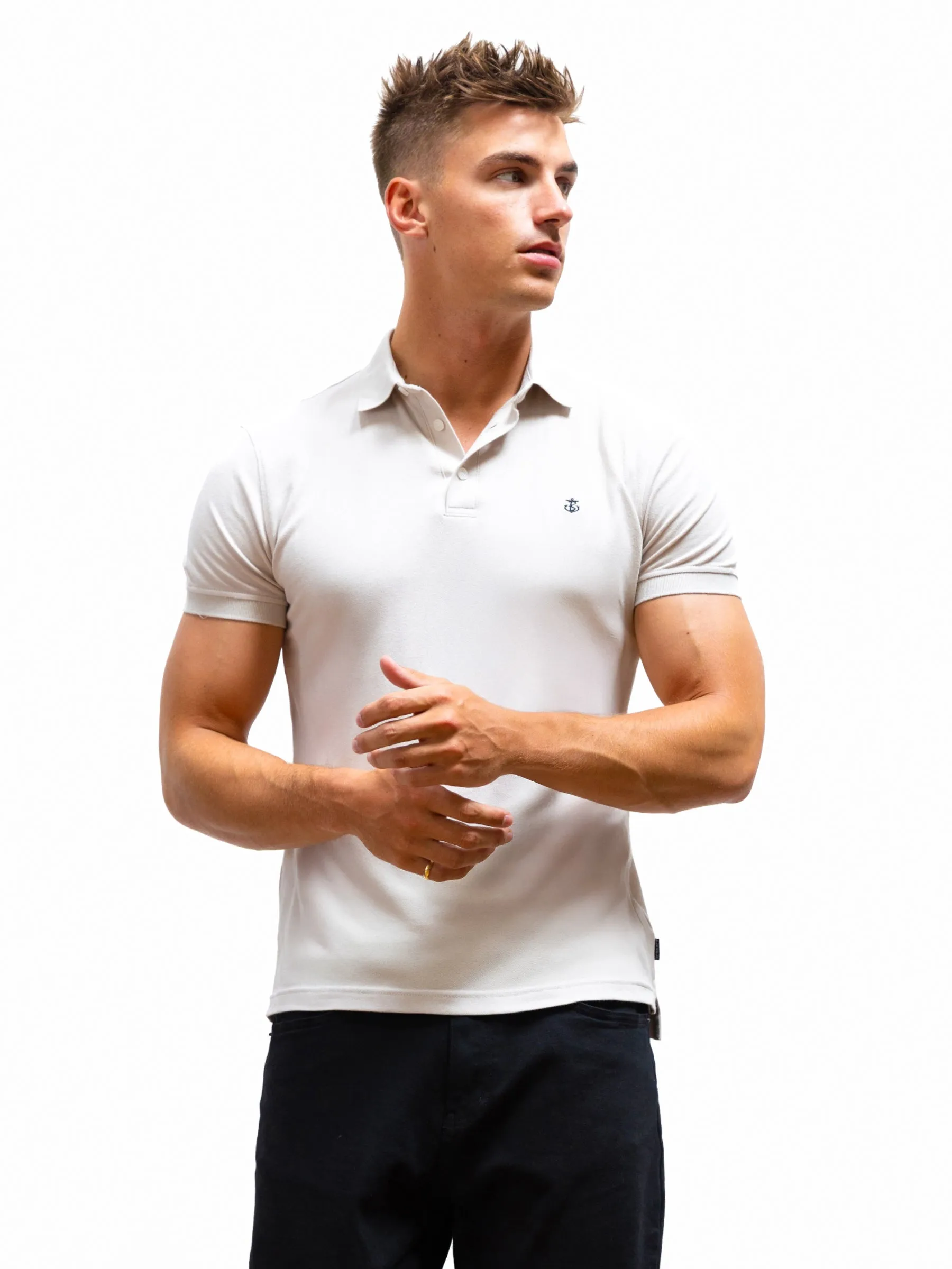 Anchor Polo Shirt - Stone sold by Blakely