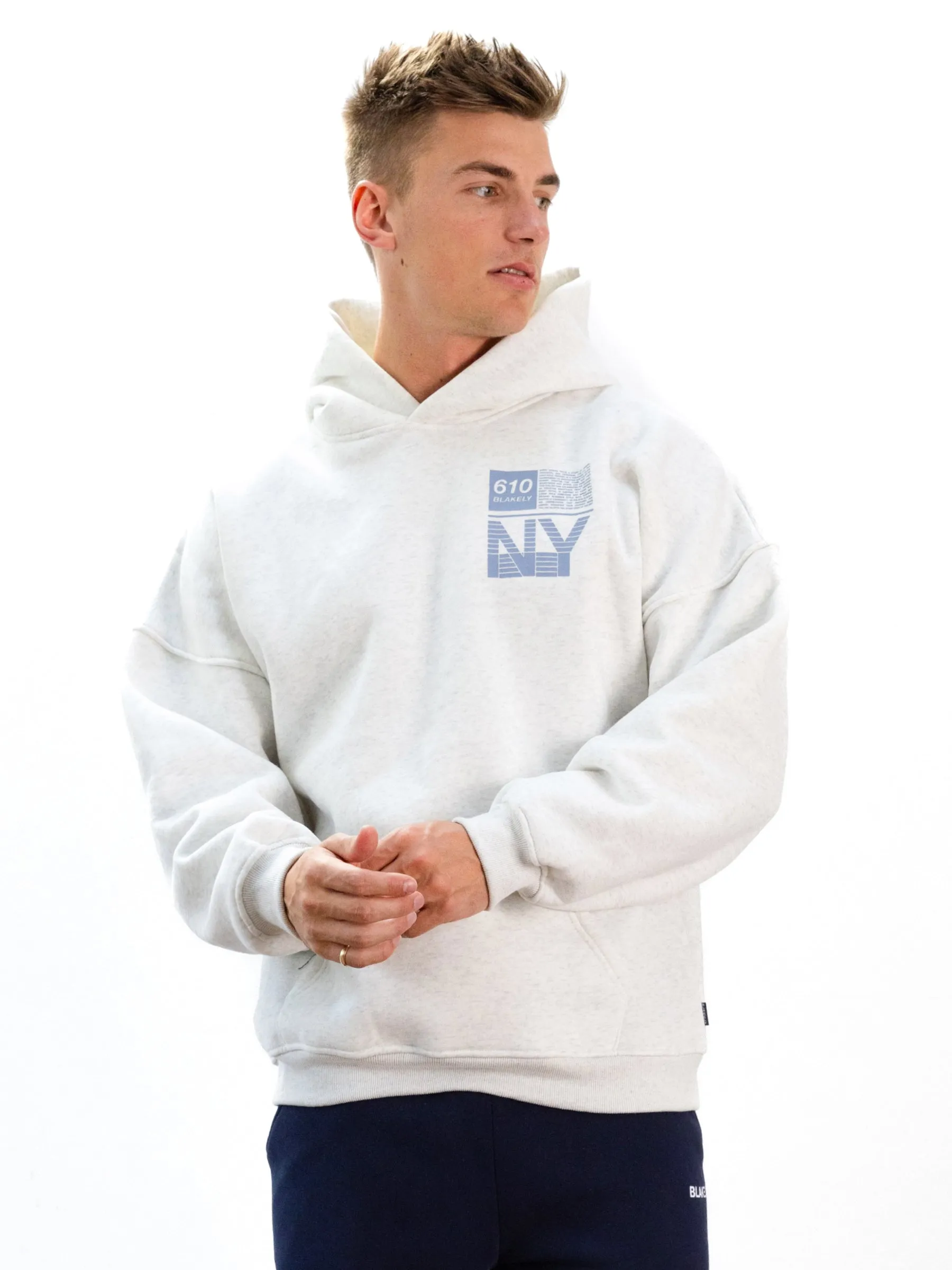 Brooklyn 610 Relaxed Hoodie - Marl White sold by Blakely product image thumbnail 2